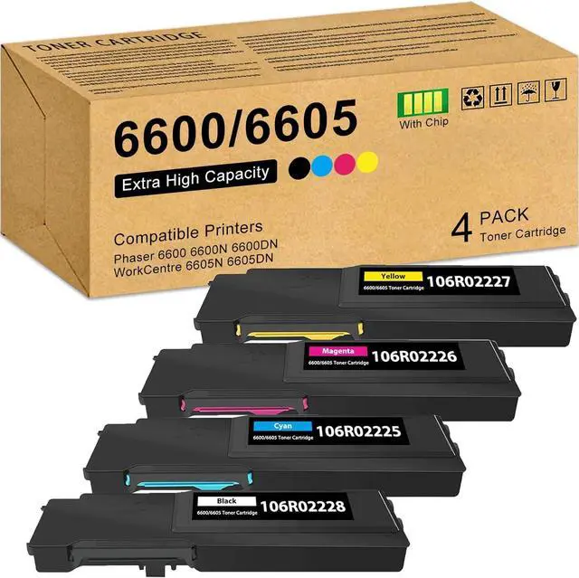 Main image of Ennovor Phaser 6600|WorkCentre 6605 Toner Cartridge, 106R02228 106R02227 106R02226 106R02225 Replacement for Xerox Phaser 6600 6600N 6600DN WorkCentre 6605N 6605DN Printer (4 Pack)