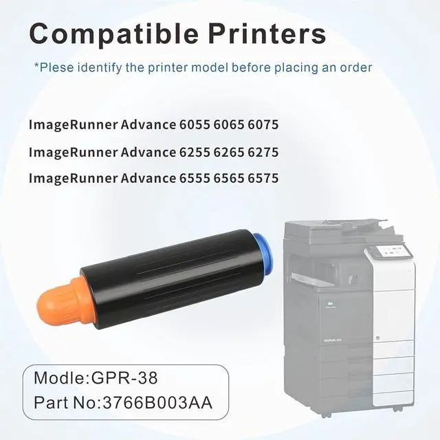 Alt view image 2 of 5 - Ennovor GPR-38 3766B003AA Toner Cartridge for Canon ImageRunner Advance 6055, 6065, 6075, 6255, 6265, 6275, 6555, 6565, 6575 Printer(1Pack);