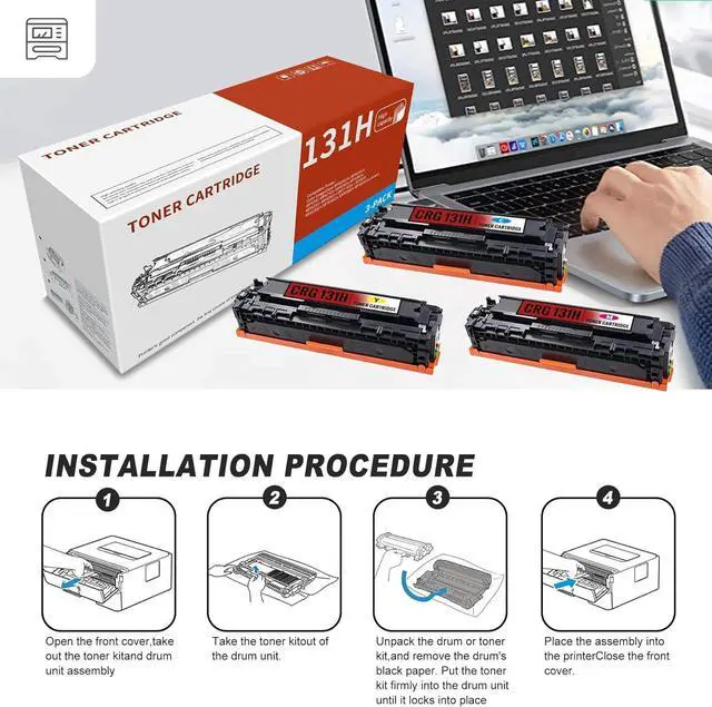 Alt view image 5 of 6 - Ennovor 3-Pack C/M/Y CRG131H High Yield Toner Cartridge Remanufactured Compatible for Canon CRG131H Color ImageClass MF8280Cw MF620C MF626Cn LBP7110Cw LBP5050 MF8080Cw Printer