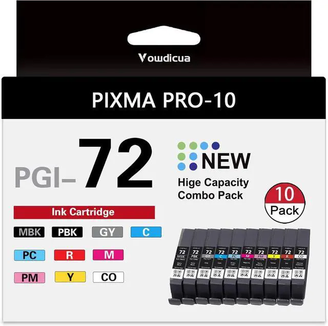 Main image of Ennovor PGI-72 Ink Cartridges PRO 10 Ink Cartridges 10-Pack (MBK/PBK/C/M/Y/PM/PC/R/GY/CO) Compatible PGI 72 Ink Cartridges Replacement for Canon PIXMA Pro-10 Pro-10s Printer