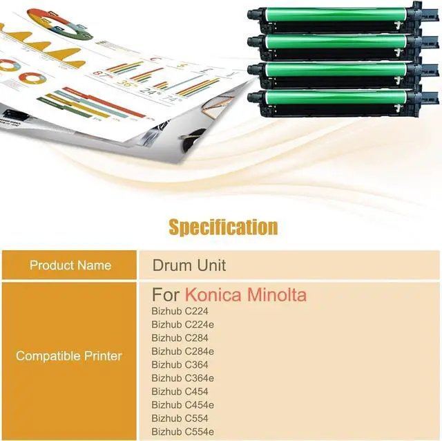 Alt view image 2 of 7 - Ennovor High Yield DR-512K A2XN0RD DR-512C A2XN0TD Drum Unit, Compatible with Konica Minolta Bizhub C224 C224e C284 C284e C364 C364e C454 C454e C554 C554e Printer - 81000 Pages (1 Pack Cyan)