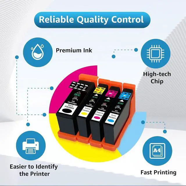 Alt view image 2 of 7 - Ennovor 53606 Ink Cartridge Replacement for Primera 53601 53602 53603 53604 Black and Color Ink with Primera Bravo 4100 Series Printers (4 Pack, 1Black,1Cyan,1Magenta,1Yellow)