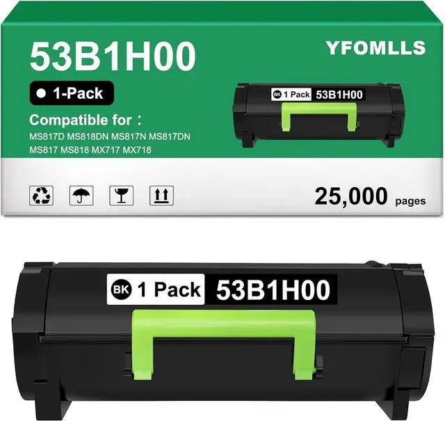 Main image of Ennovor Replacement 53B1H00 Toner Cartridge Compatible for Lexmark 53B1H00 53B0HA0 53B1000 for MS817D MS818DN MS817N MS817DN MS817 MS818 MX717 MX718 Printers(1 Pack,25,000 Pages)