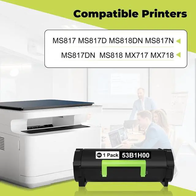 Alt view image 2 of 5 - Ennovor Replacement 53B1H00 Toner Cartridge Compatible for Lexmark 53B1H00 53B0HA0 53B1000 for MS817D MS818DN MS817N MS817DN MS817 MS818 MX717 MX718 Printers(1 Pack,25,000 Pages)