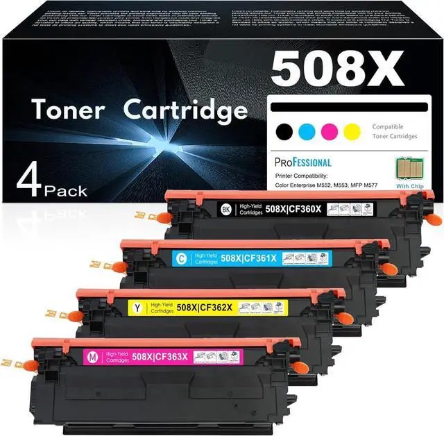Main image of Ennovor 508X Toner Cartridge Set 4-Pack High Yield Replacement for HP 508X CF360X CF361X CF362X CF363X Remanufactured Toner Color M553 M552 MFP M577 Series Printer Ink (Black, Cyan, Magenta, Yellow)