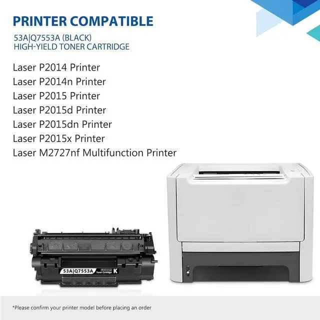 Alt view image 2 of 7 - Ennovor 53A Black Toner Cartridges 4-Pack Replacement for HP 53A 49A Black Toner 53X Q7553X Works with Laser P2015 P2015d P2015dn P2014 Series; Laser M2727 MFP Series Printer