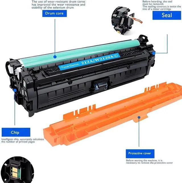 Alt view image 3 of 6 - Ennovor w2122a/212a Toner Cartridge Compatible for m554 Toner M555dn Laser Printer MFP M578dn/f/c/z/x Printer Ink Cartridge 212a (Yellow) Color Toner