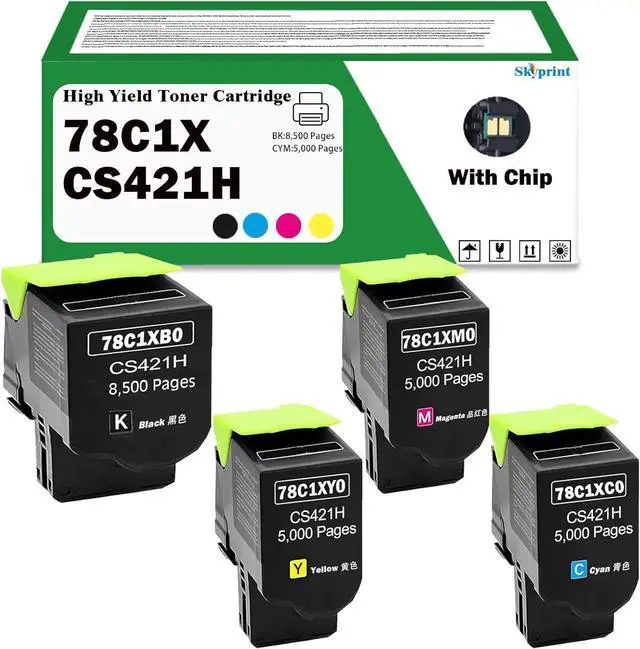 Main image of Ennovor High Yield 78C1XK0 78C1XC0 78C1XM0 78C1XY0 Toner Cartridge Replacement for Lexmark 78C1X Toner CS421 CX421 CS421dn CX421adn CS521dn CX622ade CS622de CX625ade CX625adhe Printer BK:8,500 Pages