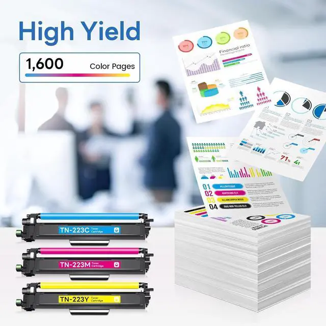 Alt view image 3 of 6 - Ennovor TN223 TN-223 C/M/Y High Yield Toner 3 Pack Compatible TN223 Cyan Magenta Yellow Toner Cartridges Set Replacement for Brother TN223 TN-223 MFC-L3710CW MFC-L3770CDW MFC-L3750CDW
