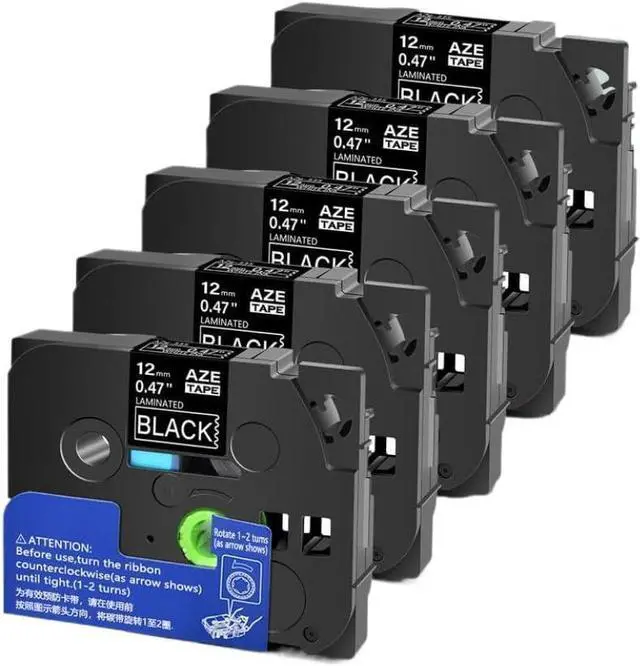 Main image of Ennovor 5pk White On Black Aze 335 Label Tape Compatible with TZe 335 Printer