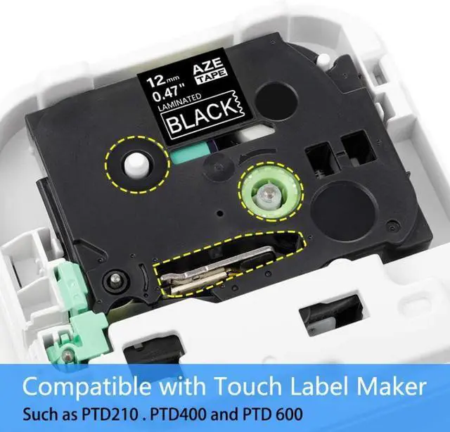 Alt view image 5 of 5 - Ennovor 5pk White On Black Aze 335 Label Tape Compatible with TZe 335 Printer