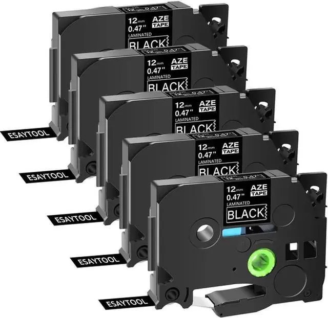 Alt view image 4 of 5 - Ennovor 5pk White On Black Aze 335 Label Tape Compatible with TZe 335 Printer