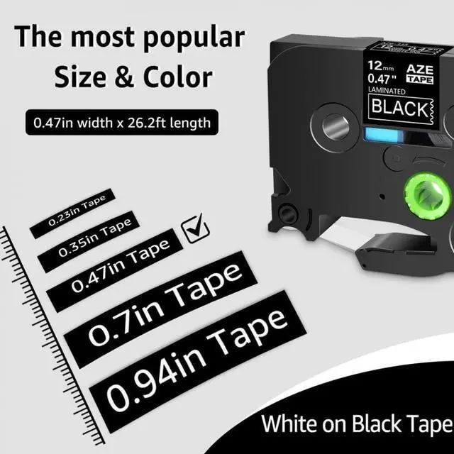 Alt view image 3 of 5 - Ennovor 5pk White On Black Aze 335 Label Tape Compatible with TZe 335 Printer