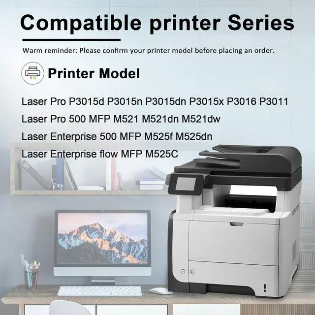 Alt view image 2 of 7 - 2-Pack 55X High Yield Black Toner Cartridge Replacement for HP 55X CE255X 55A CE255A for Laser P3015dn P3015n P3015x Pro MFP M521dn Enterprise 500 MFP M525dn Series Printer