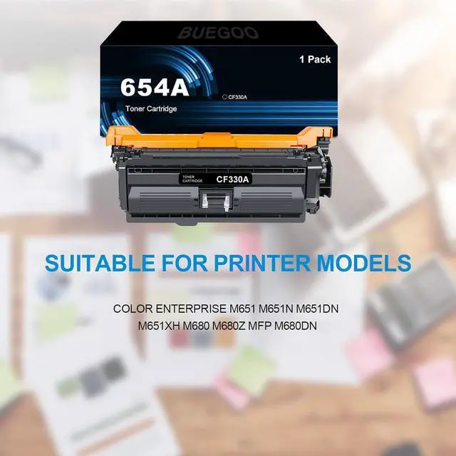 Alt view image 2 of 6 - Ennovor BUEGOO CF330A 654A Black Toner Cartridge Compatible for Color Enterprise M651 M651n M651dn M651xh M680 M680z MFP M680dn Printer | 1 Black