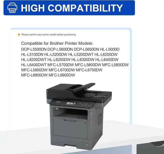 Alt view image 2 of 7 - Ennovor TN-820 TN820 Toner Cartridge Replacement for Brother TN820 Black High Yield Toner HL-L6200DW MFC-L5850DW MFC-L5700DW HL-L5200DW MFC-L5900DW MFC-L6800DW MFC-l5800dw (1 Black)