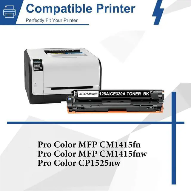 Alt view image 2 of 6 - Ennovor 128A Toner Cartridges 4 Pack Replacement for HP 128A CE320A CE321A CE322A CE323A Pro Color MFP CM1415fnw; CP1525nw Printer Ink(1BK/1C/1M/1Y)