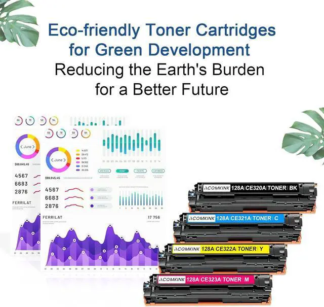 Alt view image 5 of 6 - Ennovor 128A Toner Cartridges 4 Pack Replacement for HP 128A CE320A CE321A CE322A CE323A Pro Color MFP CM1415fnw; CP1525nw Printer Ink(1BK/1C/1M/1Y)