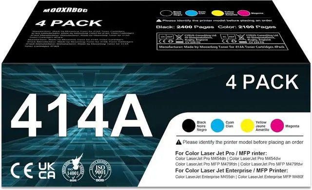 Main image of Ennovor 414A Toner Cartridges Replacement for HP 414A W2020a W2021a W2023a W2022a Compatible with Color Pro MFP M479 M479fdw M479fdn M479fdw M454dw Printer Toner with Chip(4PK-BK/C/M/Y)