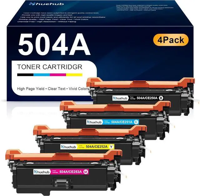 Main image of Ennovor 504A Toner Cartridge Replacement for HP 504A CE250A CE251A CE252A CE253A Toner for Color CP3525 CP3525n CP3525dn CP3525x CM3530 CM3530fs MFP Printer, (Black Cyan Magenta Yellow, 4 Pack)