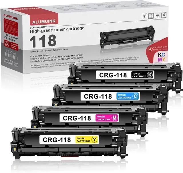 Main image of Ennovor 118 Toner Cartridge Set - 1Black/1Cyan/1Magenta/1Yellow CRG 118 Replacement for Canon 118 CRG118 Toner Cartridge for Imageclass MF726Cdw MF8350Cdn MF8380Cdw MF8580Cdw MF729cdw Printer