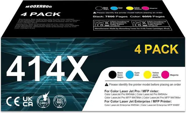 Main image of Ennovor 414X Toner Cartridges Replacement for HP 414X W2020x W2021x W2023x W2022x Compatible with Color Pro MFP M479 M479fdw M479fdn M479fdw M454dw Printer Toner with Chip(4PK-BK/C/M/Y)