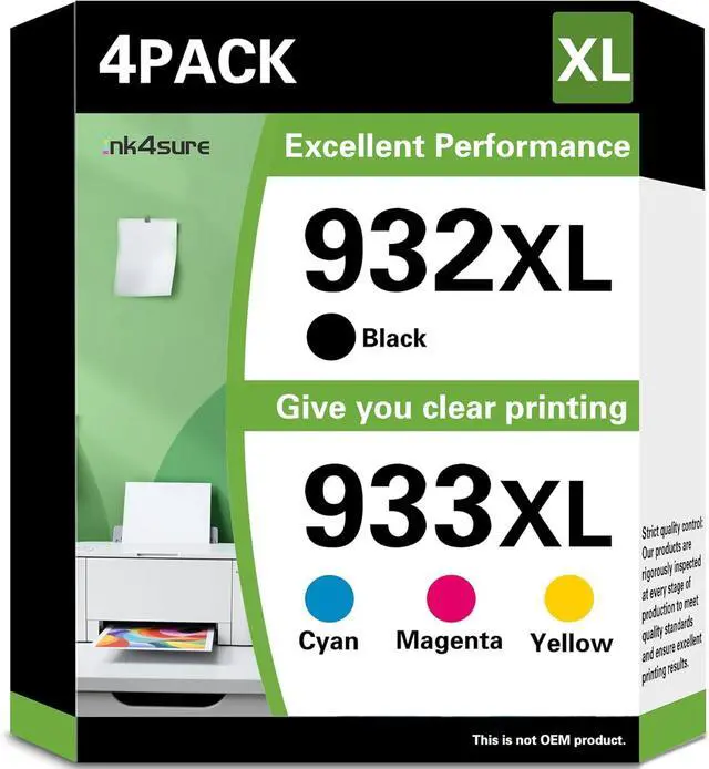Main image of Ennovor 932XL 933XL Ink Cartridges Combo Pack Replacement for HP 932XL/933 XL Ink Cartridge Compatible for HP OfficeJet 6100 6600 6700 7110 7510 7612 7610 Printers