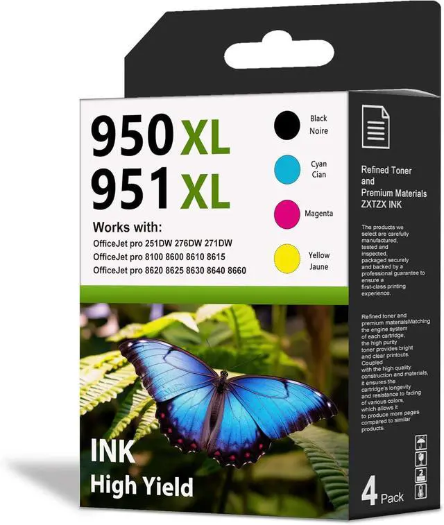 Main image of Ennovor 950XL 951XL Ink Cartridge Combo Pack (Black Cyan Magenta Yellow) Replacement for HP 950 950XL 951XL Ink Work with Office Pro 8600 8610 8620 8100 8630 8660 8640 251DW Printers