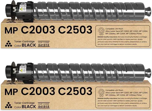 Main image of Ennovor MP C2003 MP C2503 Toner Cartridge 841918 Toner Replacement for Ricoh Aficio Lanier Savin MP C2003 C2503 C2004 C2504 Printer Ink Black 2-Pack