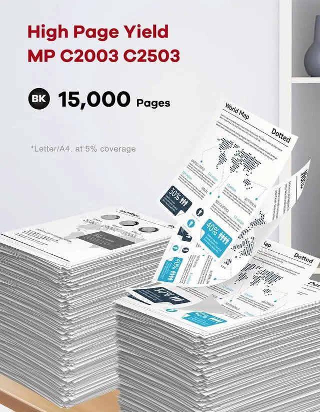 Alt view image 3 of 7 - Ennovor MP C2003 MP C2503 Toner Cartridge 841918 Toner Replacement for Ricoh Aficio Lanier Savin MP C2003 C2503 C2004 C2504 Printer Ink Black 2-Pack