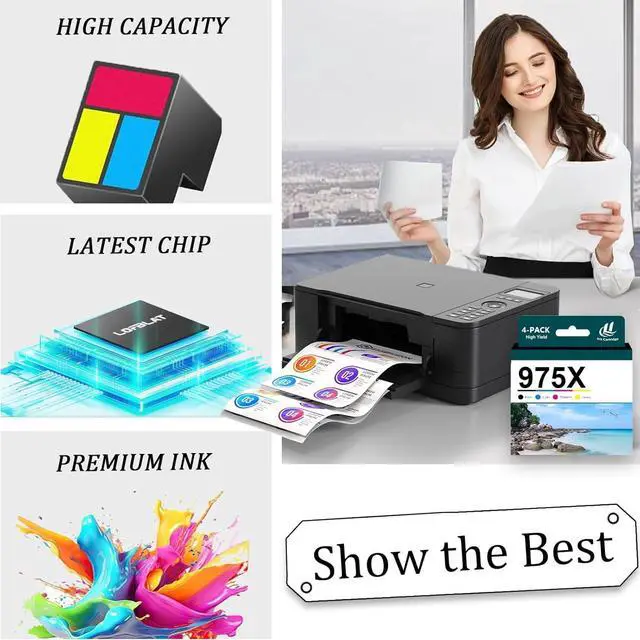 Alt view image 4 of 7 - Ennovor Compatible for HP 975X Ink Cartridge Combo Pack Replacement for 975X Cartridges Fit for HP PageWide 77dn 452dw 452dn 477dn 477dw 552dw 577z 577dw Managed P55250dw P57750dw Printers