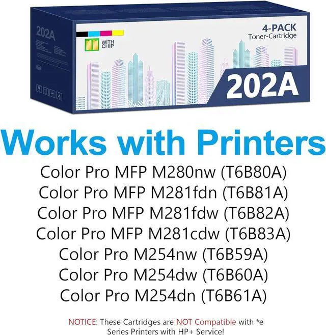 Alt view image 2 of 6 - Ennovor 202A Toner Cartridges 4 Pack Replacement for HP 202A CF500A 202X Color Pro MFP M280nw M281fdn M281fdw M281cdw M254nw M254dw M254dn Printer (Black Cyan Yellow Magenta, 4-Pack)