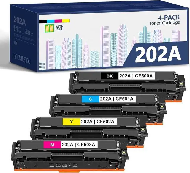 Main image of Ennovor 202A Toner Cartridges 4 Pack Replacement for HP 202A CF500A 202X Color Pro MFP M280nw M281fdn M281fdw M281cdw M254nw M254dw M254dn Printer (Black Cyan Yellow Magenta, 4-Pack)