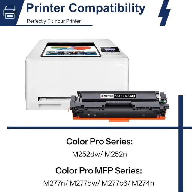 Alt view image 2 of 5 - Ennovor 201A Toner Cartridges 4 Pack Replacement for HP 201A CF400A CF401A CF402A CF403A Color Pro M252dw MFP M277c6 M277dw Printer Ink Cartridge, CF400AQ1 (1Black/1Cyan/1Yellow/1Magenta)