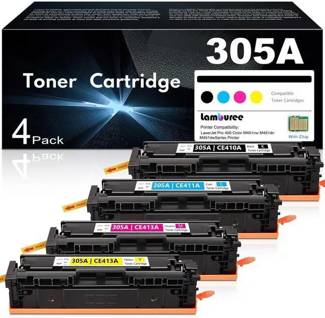 Main image of Ennovor 305A Black, Cyan, Magenta, Yellow Toner Cartridges (4-Pack) | Replacement for HP 305A Toner Works with Laserjet Pro 300 M351, 300 MFP M375, 400 M451, 400 MFP M475 | CE305AQ1