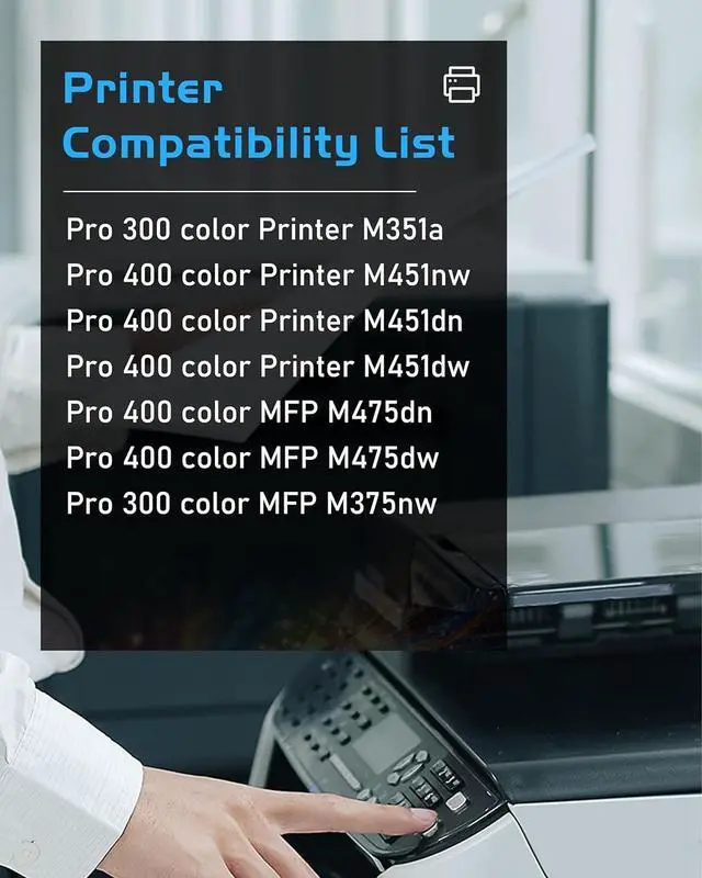 Alt view image 2 of 7 - Ennovor 305A Black, Cyan, Magenta, Yellow Toner Cartridges (4-Pack) | Replacement for HP 305A Toner Works with Laserjet Pro 300 M351, 300 MFP M375, 400 M451, 400 MFP M475 | CE305AQ1