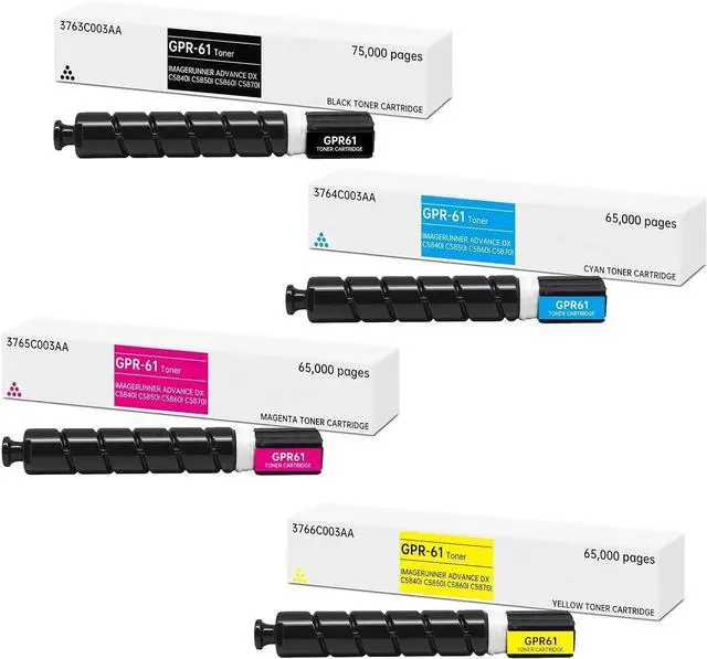 Main image of Ennovor GPR61 Toner Cartridge Black Cyan Magenta Yellow 4 Pack, GPR-61 3763C003AA 3764C003AA 3765C003AA 3766C003AA Compatible with Canon ImageRUNNER Advance DX C5840i C5850i C5860i C5870i Printers