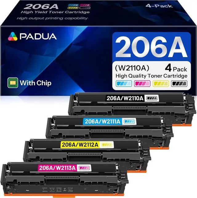 Main image of Ennovor 206A Toner Cartridge (with Chip) Compatible W2110A Toner Replacement for HP 206A Toner Cartridges 4 Pack Color Pro MFP M283fdw M283cdw M282nw M283fdn Pro M255dw M255nw Printer (BCMY,4-Pack)