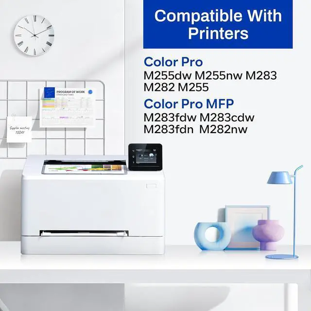 Alt view image 2 of 5 - Ennovor 206A Toner Cartridge (with Chip) Compatible W2110A Toner Replacement for HP 206A Toner Cartridges 4 Pack Color Pro MFP M283fdw M283cdw M282nw M283fdn Pro M255dw M255nw Printer (BCMY,4-Pack)