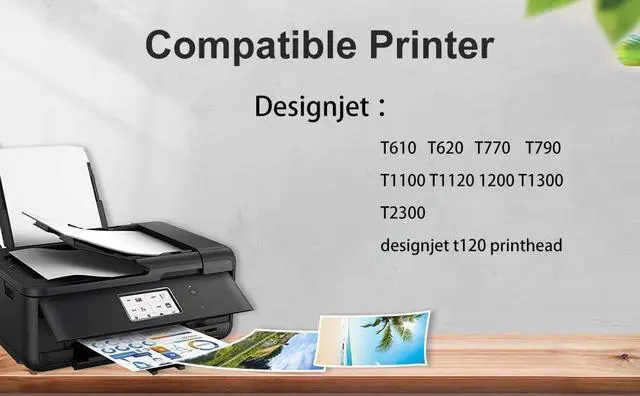 Alt view image 3 of 7 - Ennovor QUEENPRINT Remanufactured 72 printheads C9380A C9383A C9384A New Updated Chips Replacement for HP Designjet T610 T620 T770 T790 T1100 T1120 1200 (1MB+Y+1M+C+PBK+GY)- 1 Set 3PK