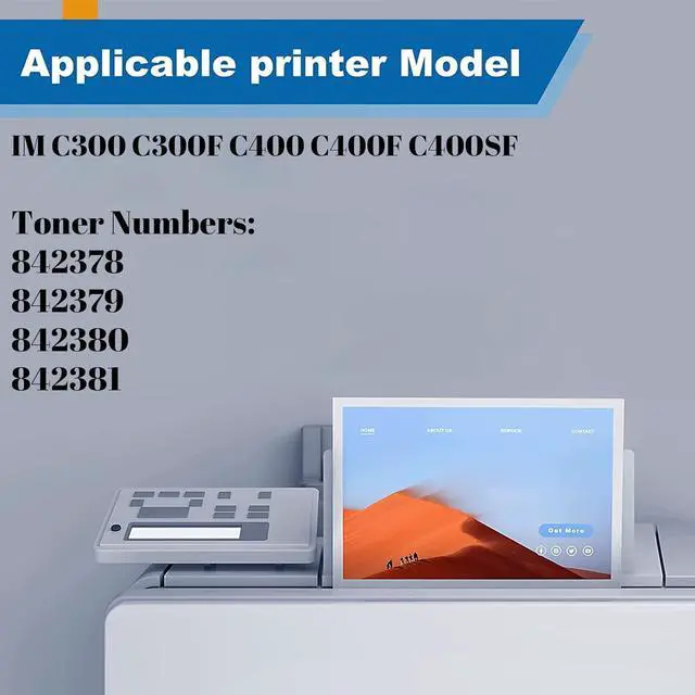 Alt view image 2 of 7 - Ennovor IMC300 IMC400 Compatible Toner Cartridges Replacement for Ricoh 842378 842379 842380 842381 Use for IM C300 C300F C400 C400F C400SF Printer (Cyan)