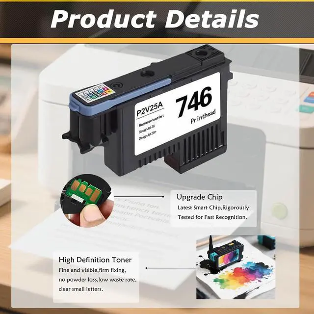 Alt view image 4 of 6 - Ennovor 746 P2V25A Print Head, Compatible for HP DesignJet Z6 & Z9+ Large Format Printers  High Print Volume with Chip 2 pcs