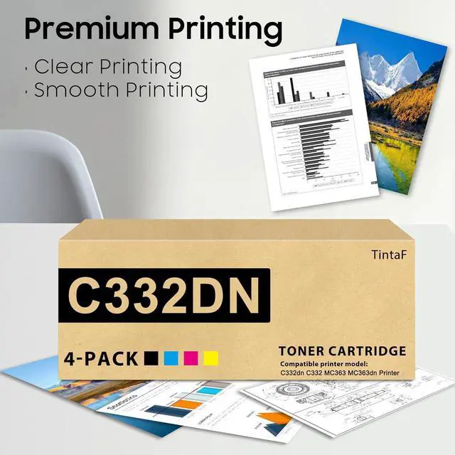 Alt view image 5 of 6 - Ennovor Compatible C332dn MC363dn Toner Cartridge 46508704 46508701 46508702 46508703 Replacement for C332dn C332 MC363 MC363dn Printer 4-Pack (Black, Cyan, Magenta, Yellow)
