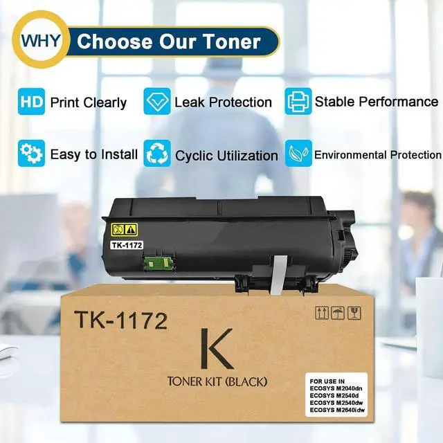Alt view image 5 of 7 - Ennovor TK1172 TK-1172 Black Toner Cartridge Replacement for Kyocera TK-1172 Black Toner Compatible for Kyocera ECOSYS M2540dw M2040dn M2640idw Printer, 7,200 Pages (2-Pack)
