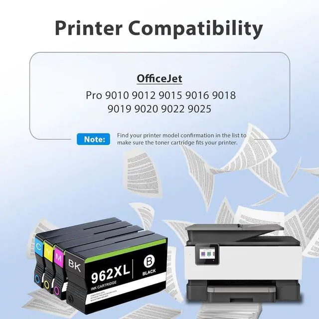 Alt view image 2 of 7 - Ennovor Compatible 962 Ink Cartridge Combo Pack Replacement for HP 962 962 XL Ink Cartridge Black and Color for OfficeJet Pro 9010 9012 9015 9016 9018 9019 9020 9022 9025 Printer, 4-Pack 962XL