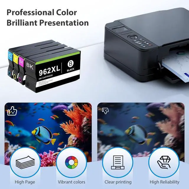 Alt view image 4 of 7 - Ennovor Compatible 962 Ink Cartridge Combo Pack Replacement for HP 962 962 XL Ink Cartridge Black and Color for OfficeJet Pro 9010 9012 9015 9016 9018 9019 9020 9022 9025 Printer, 4-Pack 962XL