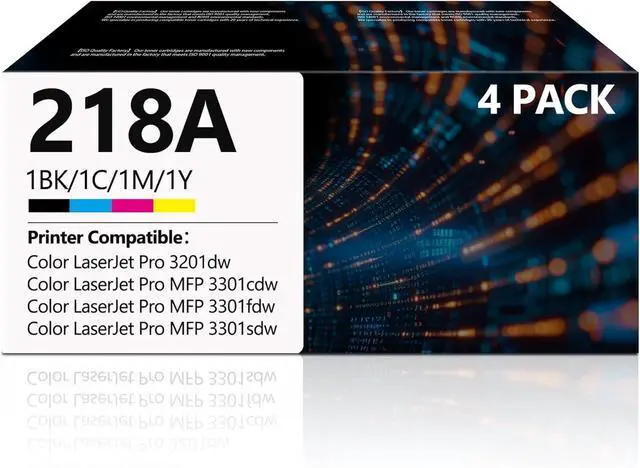 Main image of Ennovor 218A Toner (with chip) 3201dw 3301fdw Toner, Replacement for HP 218A Toner Cartridges 4 Pack Work with Color Laserjet Pro 3201dw; MFP 3301cdw 3301fdw 3301sdw | HP218 HP218A