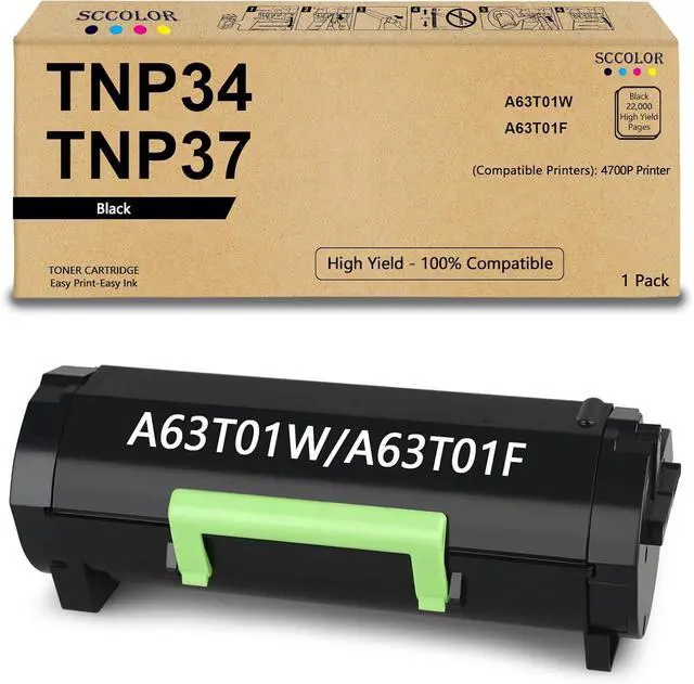 Main image of Ennovor TNP 34 TNP 37 Toner Cartridge Replacement for Konica Minolta TNP34 TNP-34 TNP37 TNP-37 A63T01W A63T01F Bizhub 4700P Printer.22,000 Pages