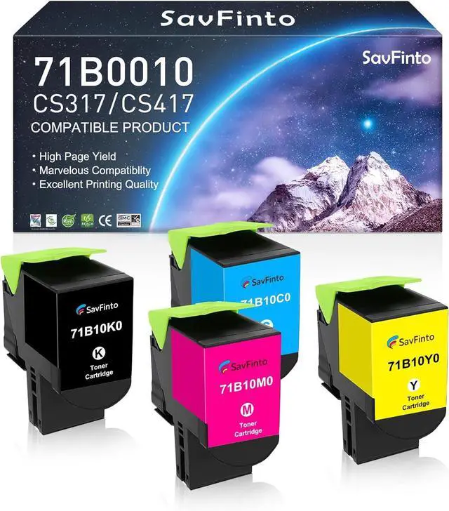Main image of Ennovor 71B0010 Toner Cartridge Replacement for Lexmark 71B0010 71B10K0 71B10C0 71B10M0 71B10Y0 for Lexmark CS317 CS417 CS317dn CX317dn CS417dn CX417de CX317 Printer (3,000 Pages, BCMY, 4-Pack)
