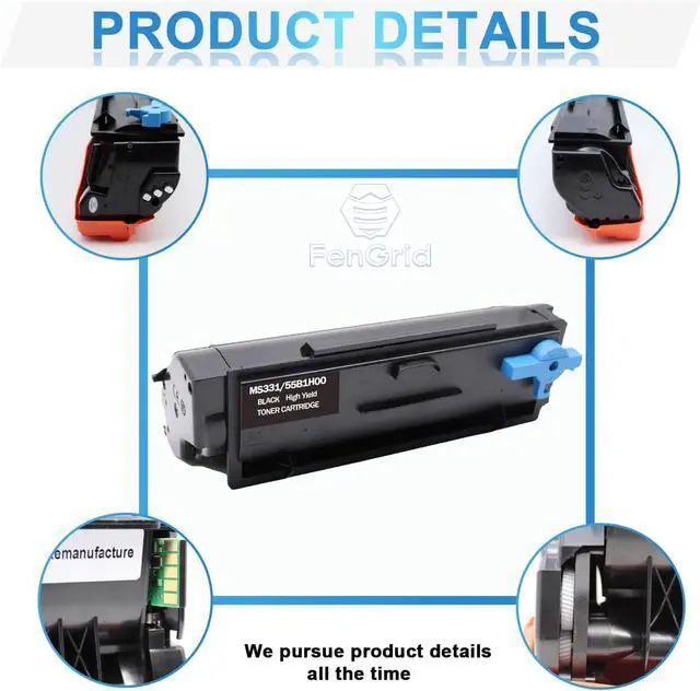 Alt view image 4 of 5 - Ennovor 55B1H00 Toner Cartridge, Black, 15,000 Page Yield, Works with Printer Models Lexmark MS431 MS431dn MS431dw MS331 MS331dn MX331 MX331adn MX431 MX431adn MX431adw
